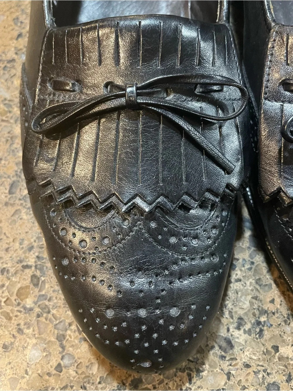 Stanley Blacker Smart Casual Italian Black Leather Kiltie Tassel Loafers Sz 9.5